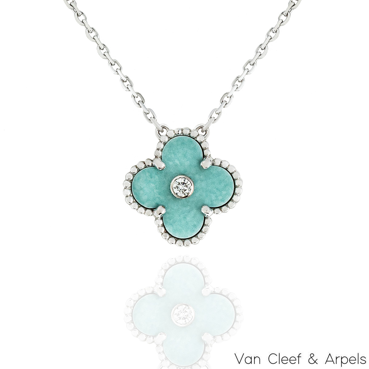 Van Cleef & Arpels Limited Edition Light Green Celadon Porcelain Vintage Alhambra Holiday Pendant VCARP9RU00